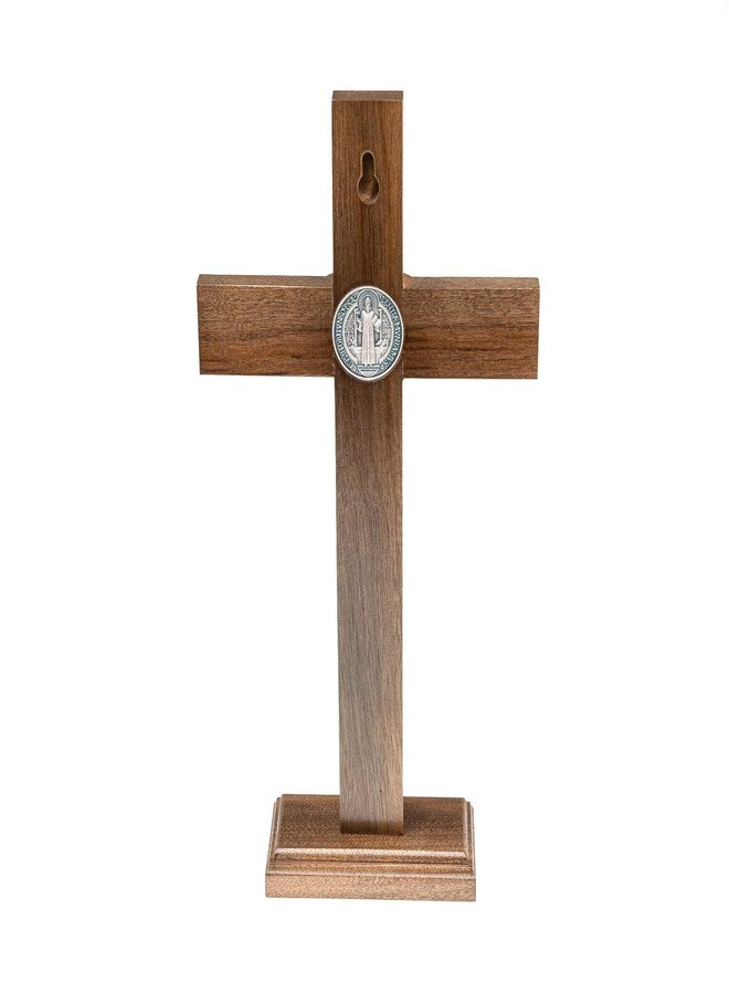 Intercession Wall and Table Wood Cross Crucifix (10 inches - Antique Silver) - Image 3